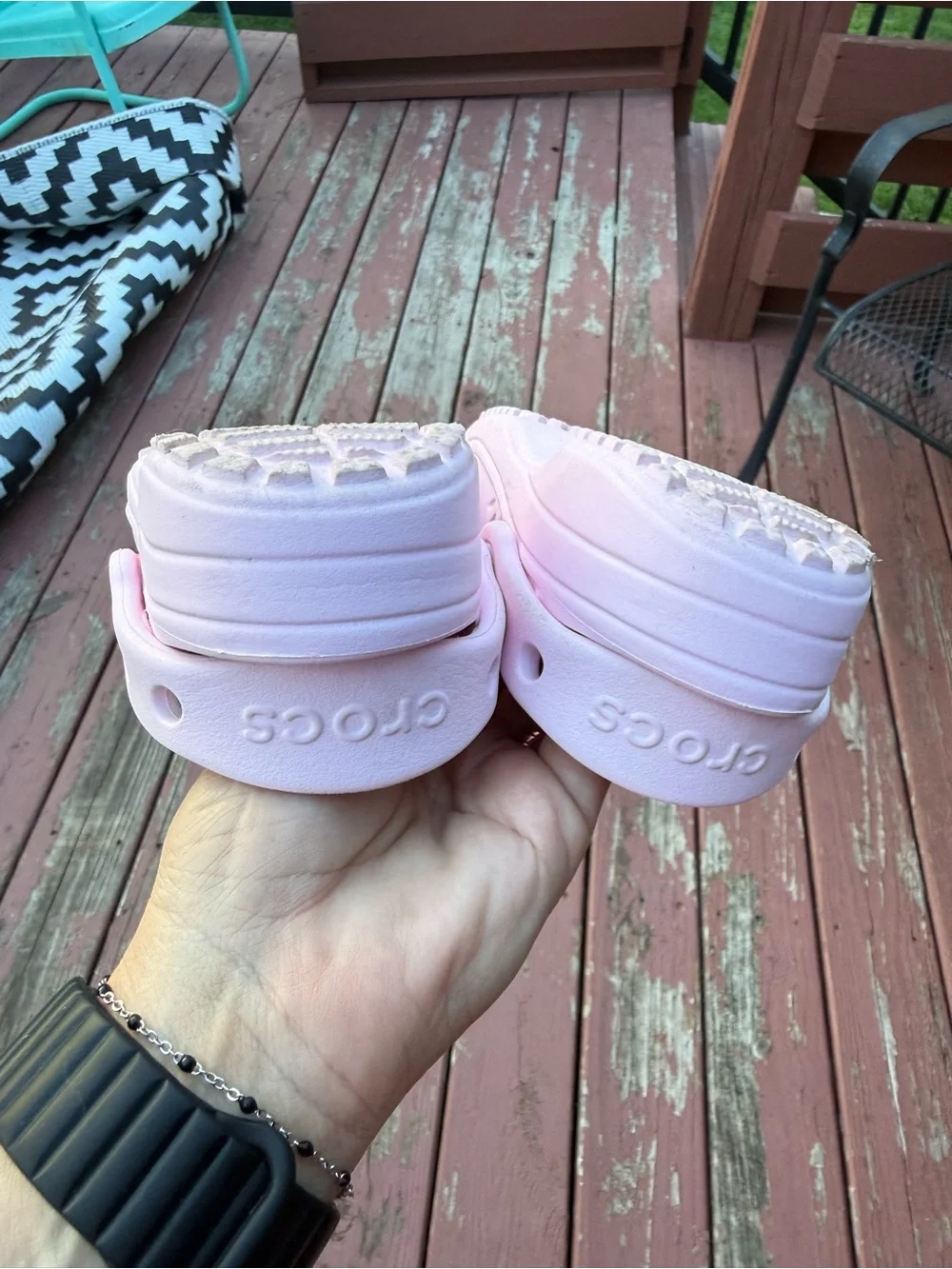 CROCS Kids Light Pink Floral Cutout Clogs